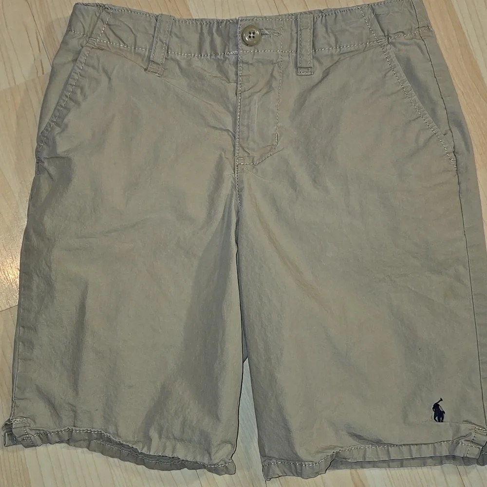 Polo Ralph Lauren Kids Khaki Chino Shorts Polo Logo Adjustable Waist Size 7